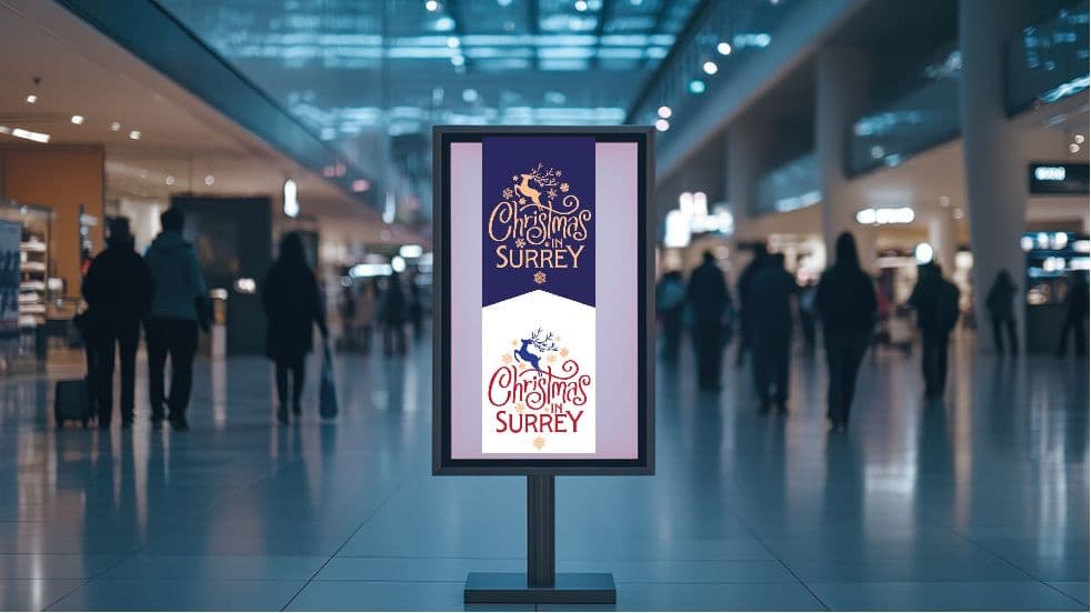 Christmas in Surrey 2026 — exhibition signage at Sandown Park